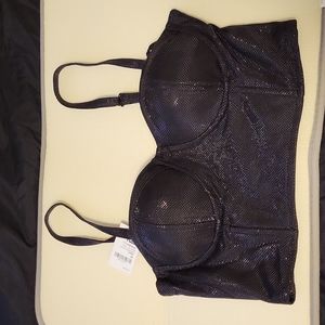 Black crop top zipper afterparty night top Charlotte russe